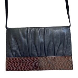 Fendi black and brown leather vintage clutch crossbody bag